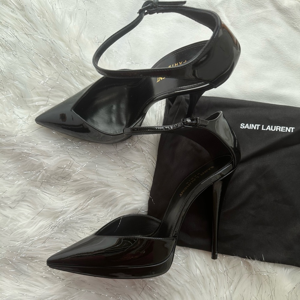 Saint Laurent Glossy Black Stiletto Heels
